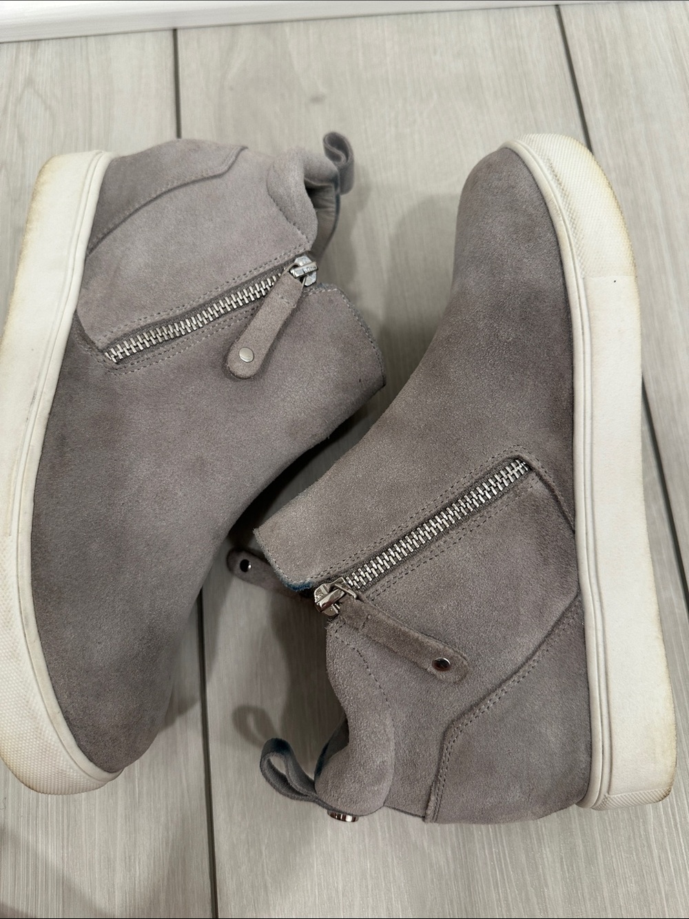 Steve Madden grey Suede Wedge Sneakers